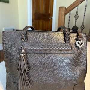 Silver/Grey Genuine Brighton Shoulder Purse with Matching Wallet (set only)